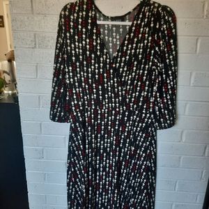 A.Byer Black, Red, and Cream Dotted Wrap Dress